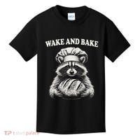Wake And Bake Sourdough Funny Raccoon Baker Meme Kids T-Shirt thumb 0