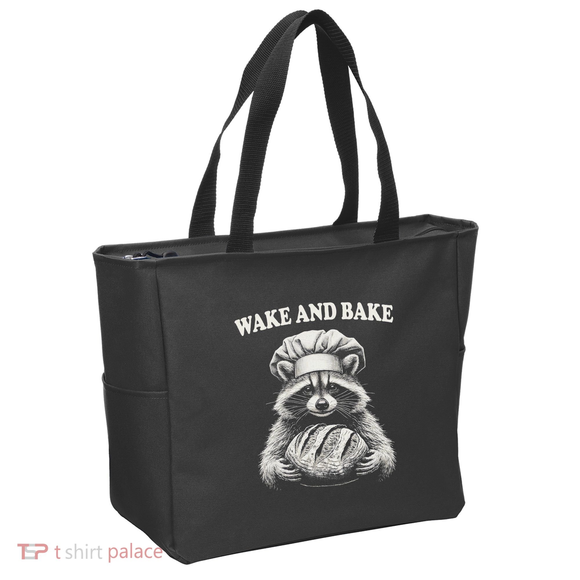 Wake And Bake Sourdough Funny Raccoon Baker Meme Tote Bag