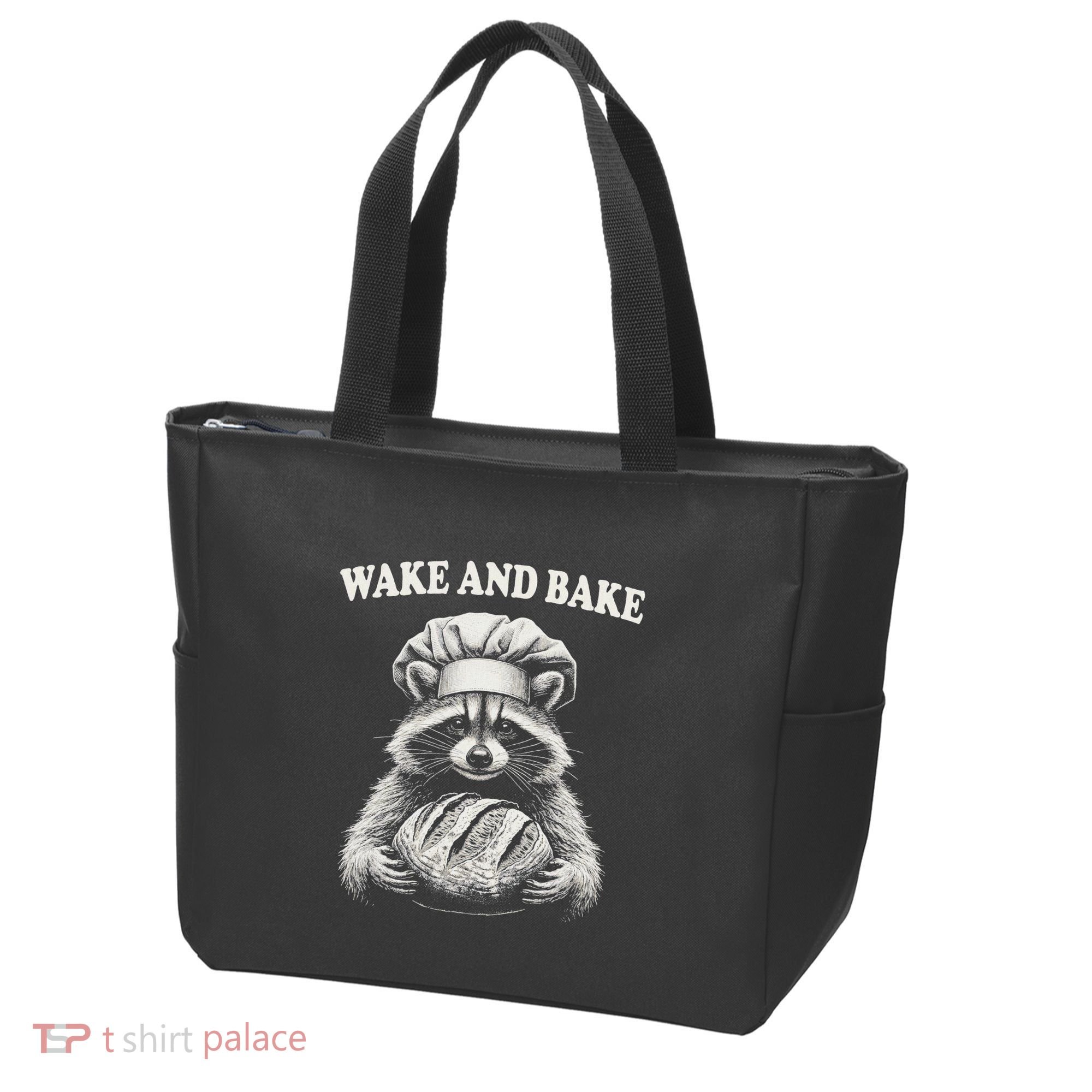 Wake And Bake Sourdough Funny Raccoon Baker Meme Tote Bag