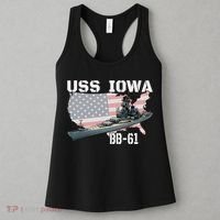 WW2 American Battleship USS Iowa Warship BB 61 Veterans Women's Tank Top thumb 3