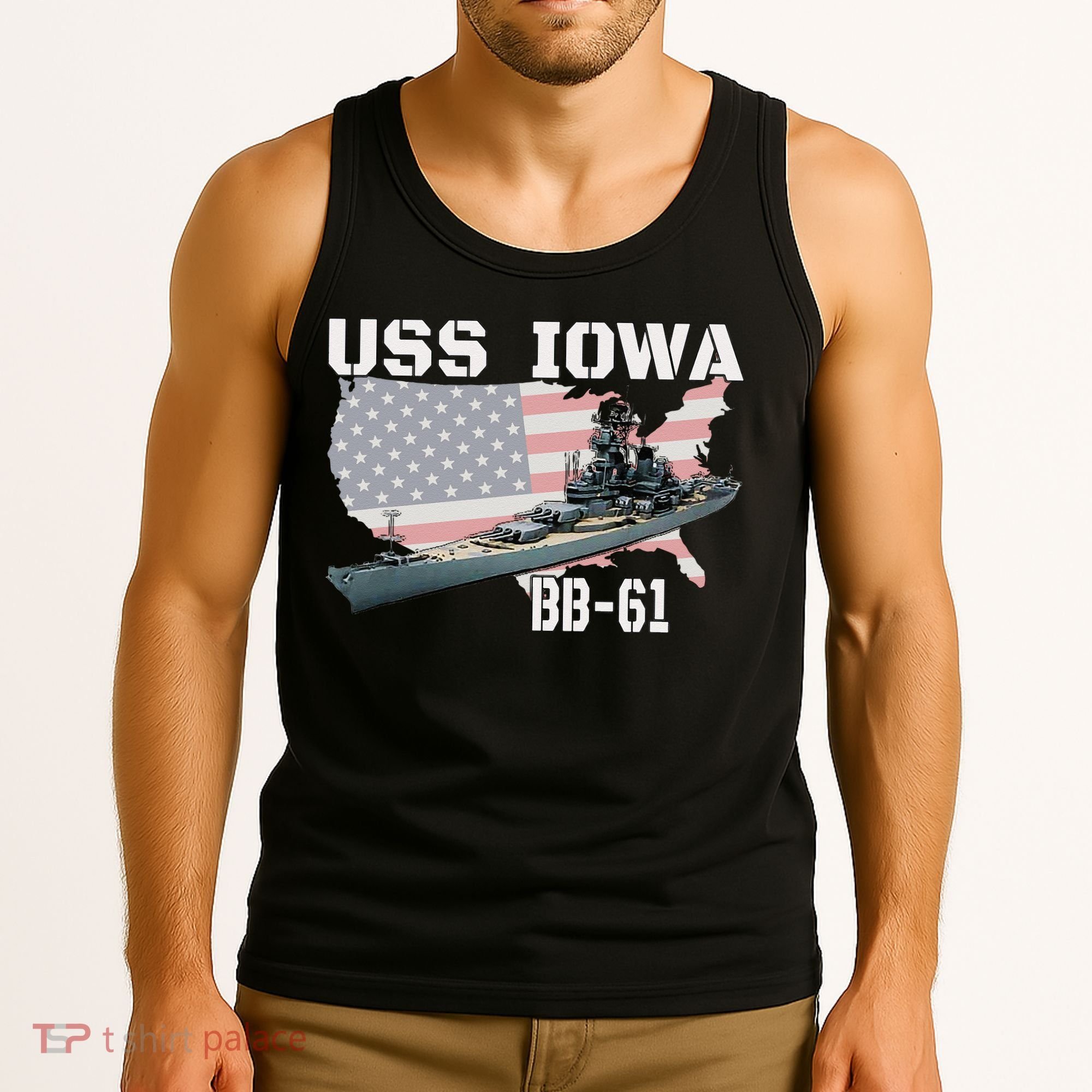 WW2 American Battleship USS Iowa Warship BB 61 Veterans Tank Top
