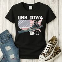 WW2 American Battleship USS Iowa Warship BB 61 Veterans Women's T-Shirt thumb 3