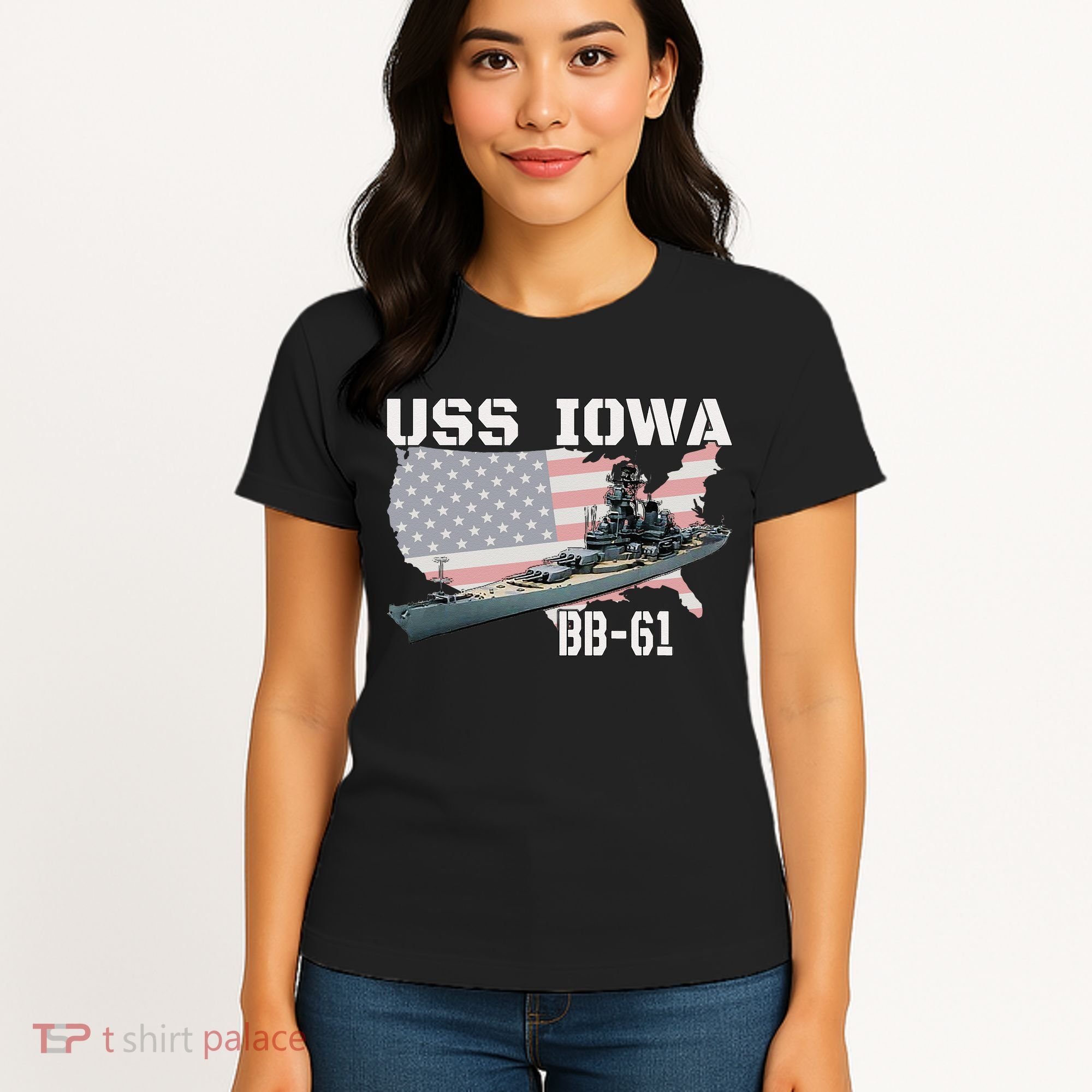 WW2 American Battleship USS Iowa Warship BB 61 Veterans Women's T-Shirt