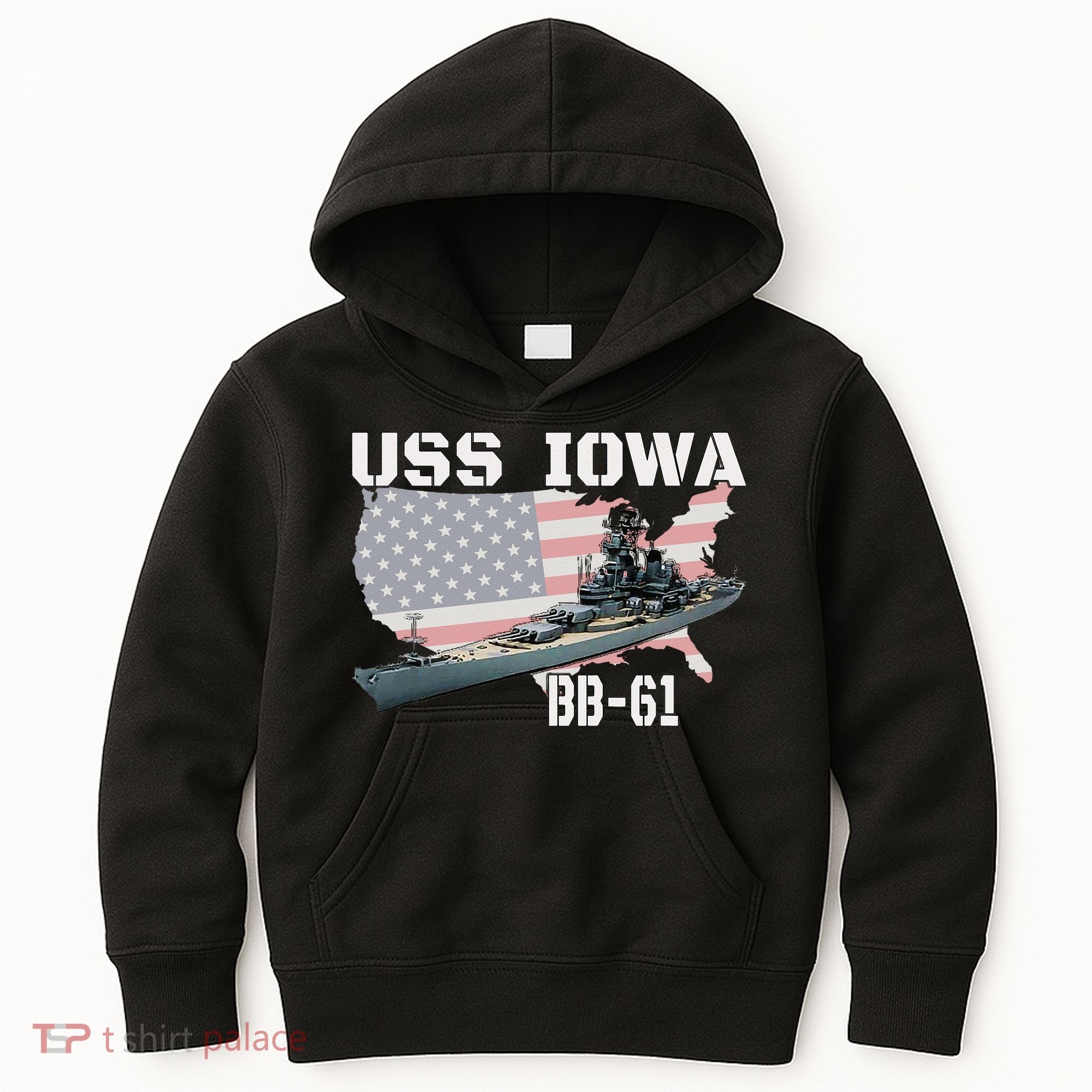 WW2 American Battleship USS Iowa Warship BB 61 Veterans Kids Hoodie