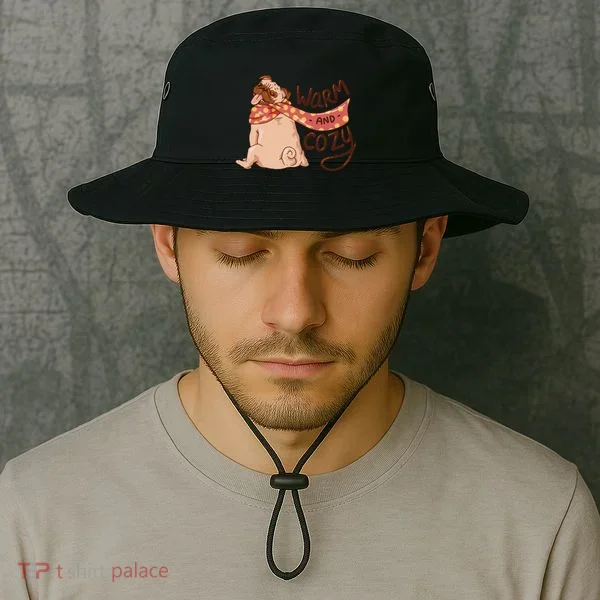 Warm And Cozy Pug Bucket Hat