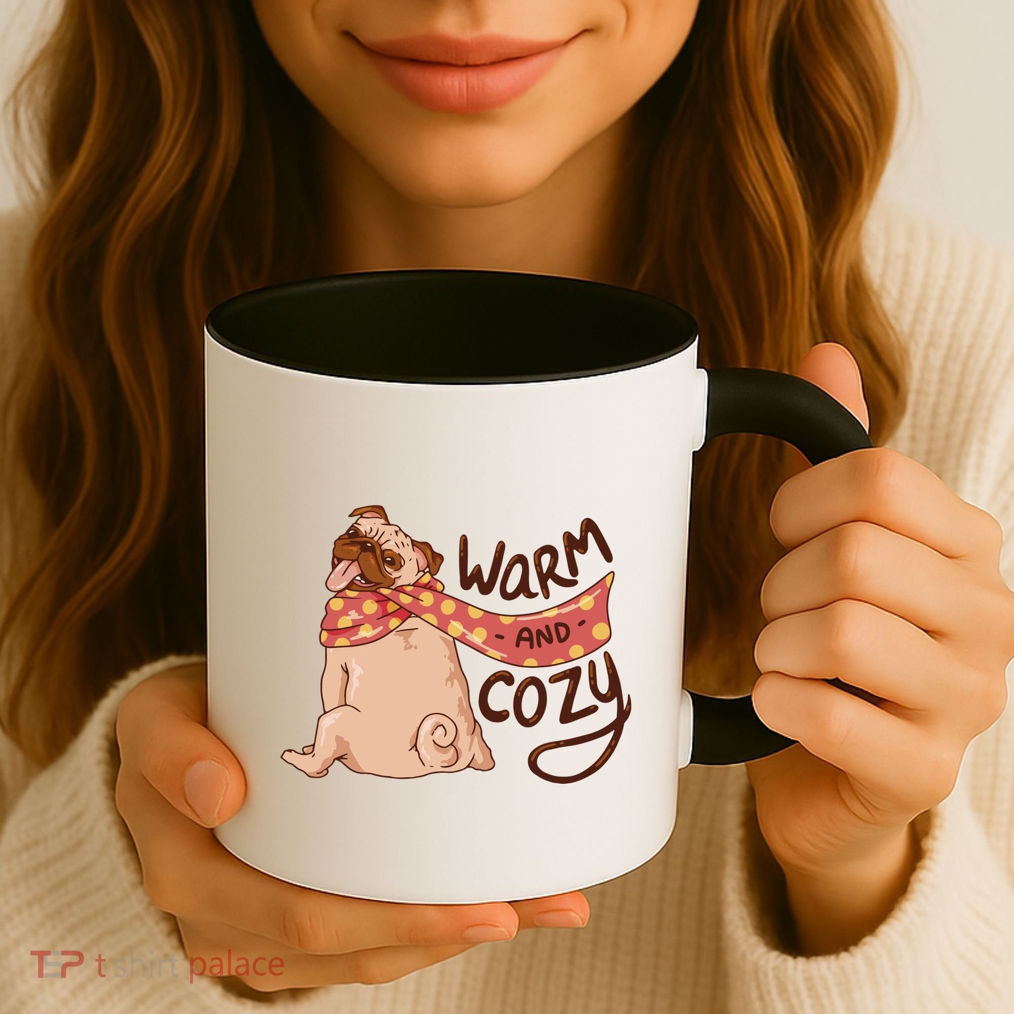 Warm And Cozy Pug Coffee Mug