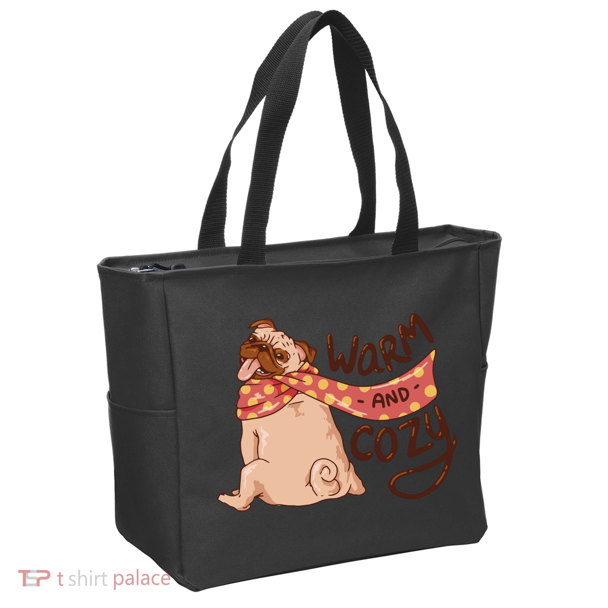 Warm And Cozy Pug Tote Bag