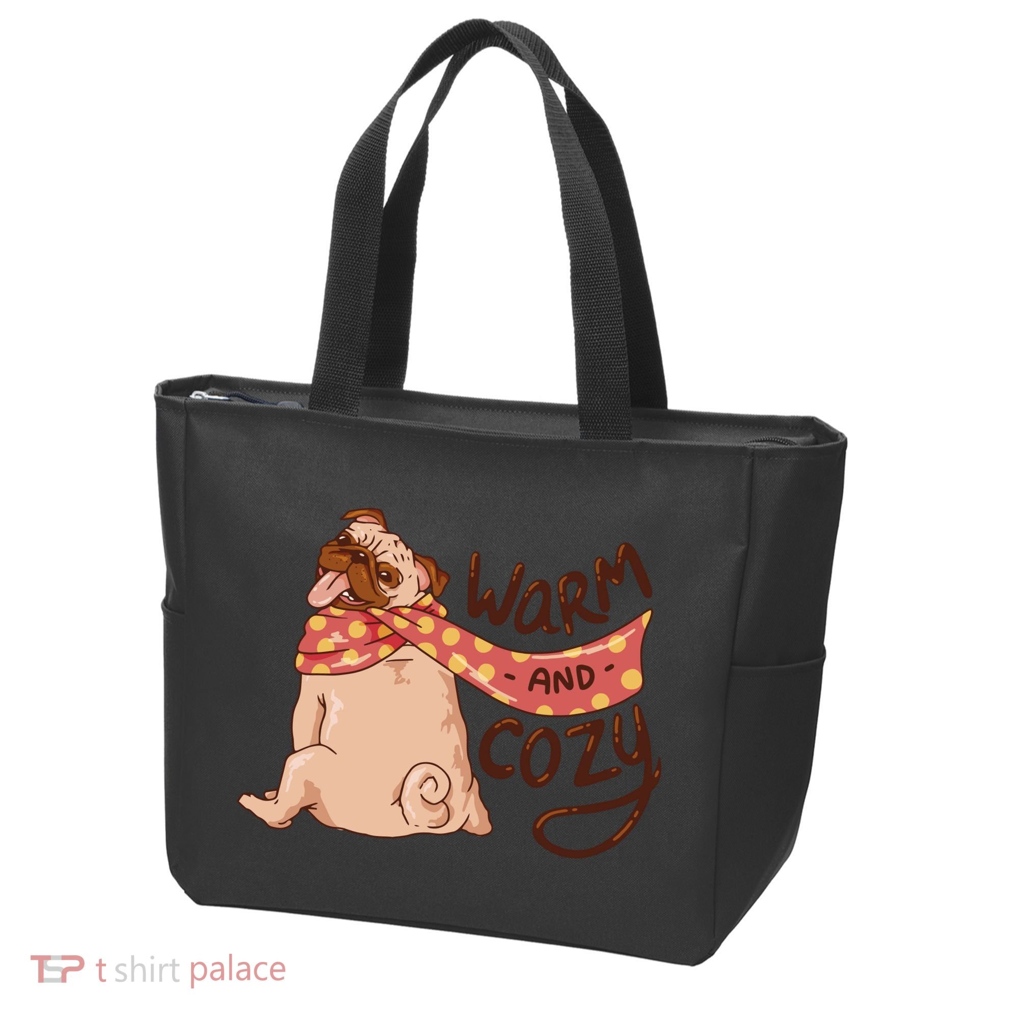 Warm And Cozy Pug Tote Bag