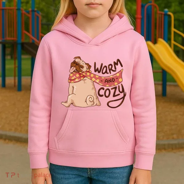 Warm And Cozy Pug Kids Hoodie