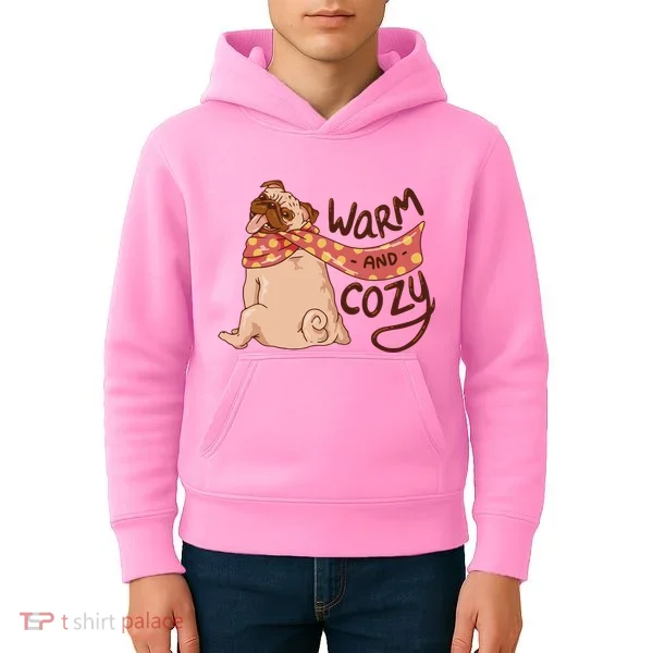 Warm And Cozy Pug Kids Hoodie