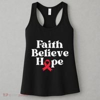World Aids Day Red Ribbon Faith Believe Aids Support Gifts Women's Tank Top thumb 3