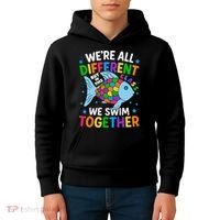 Were All Different But In This Class We Swim Together Kids Hoodie thumb 4