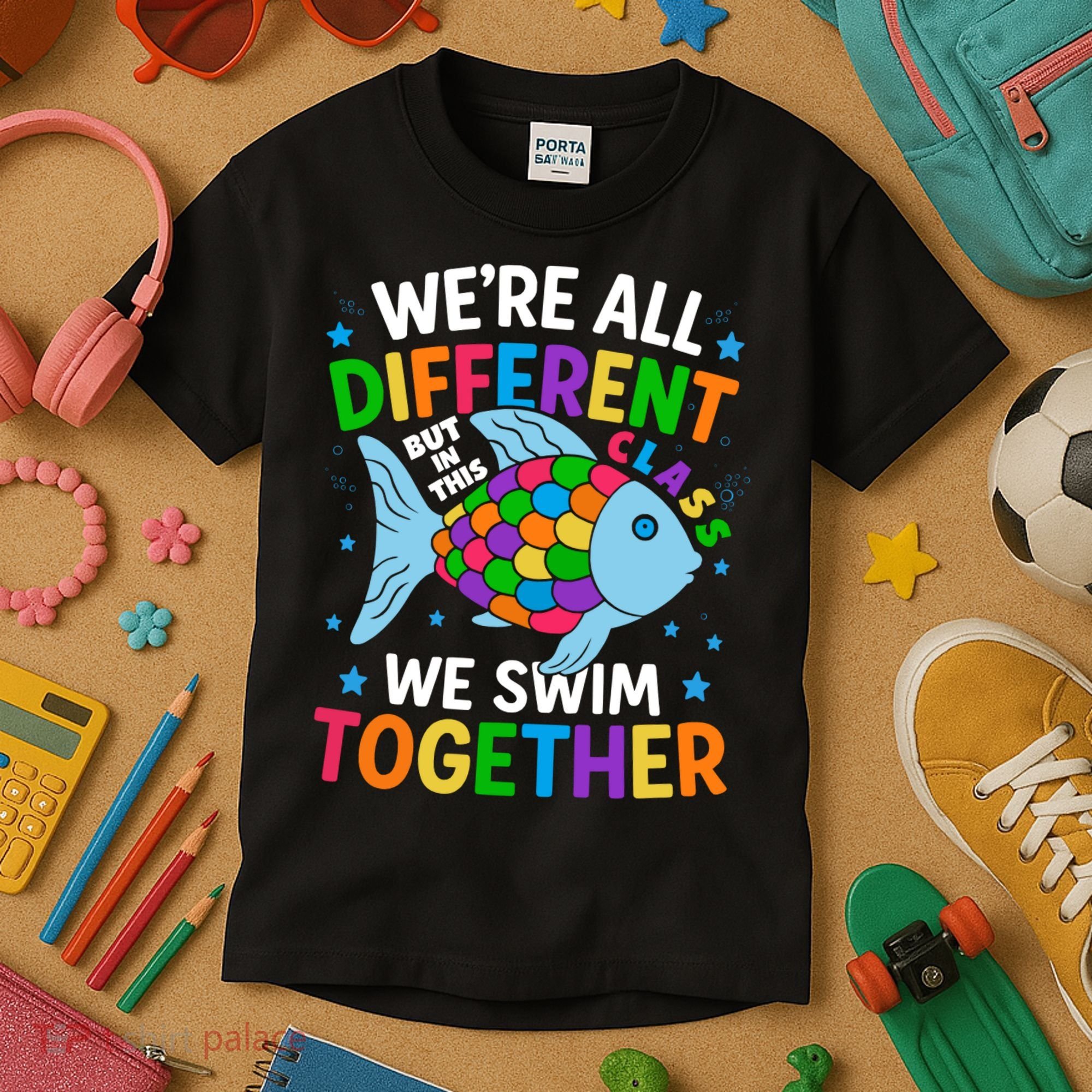 Were All Different But In This Class We Swim Together Kids T-Shirt