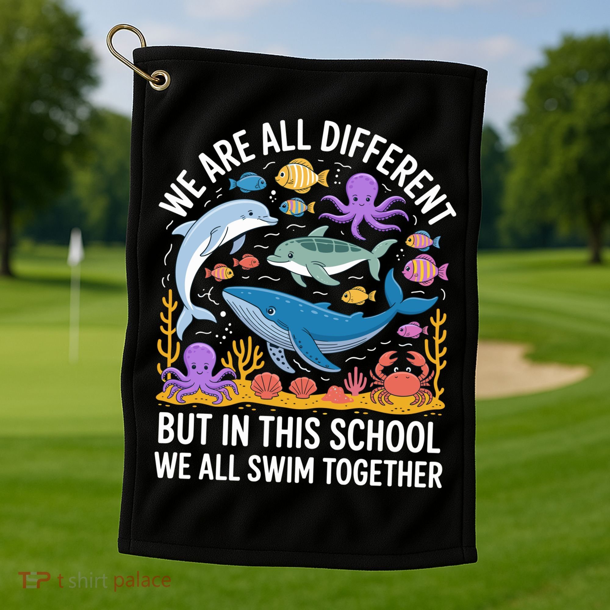 We Are Different But In This School We Swim Togther Golf Towel