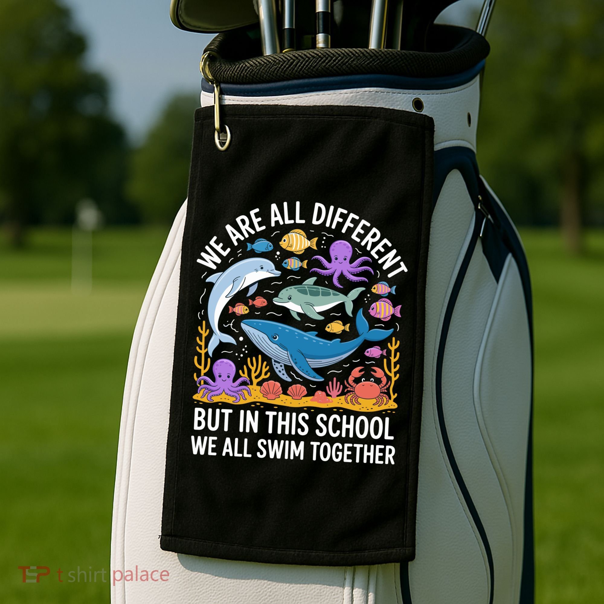 We Are Different But In This School We Swim Togther Golf Towel