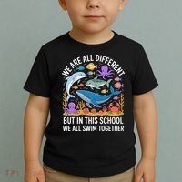 We Are Different But In This School We Swim Togther Toddler T-Shirt thumb 2