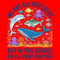 We Are Different But In This School We Swim Togther Santa Hat thumb 1