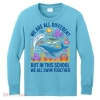We Are Different But In This School We Swim Togther Kids Long Sleeve Shirt thumb 0