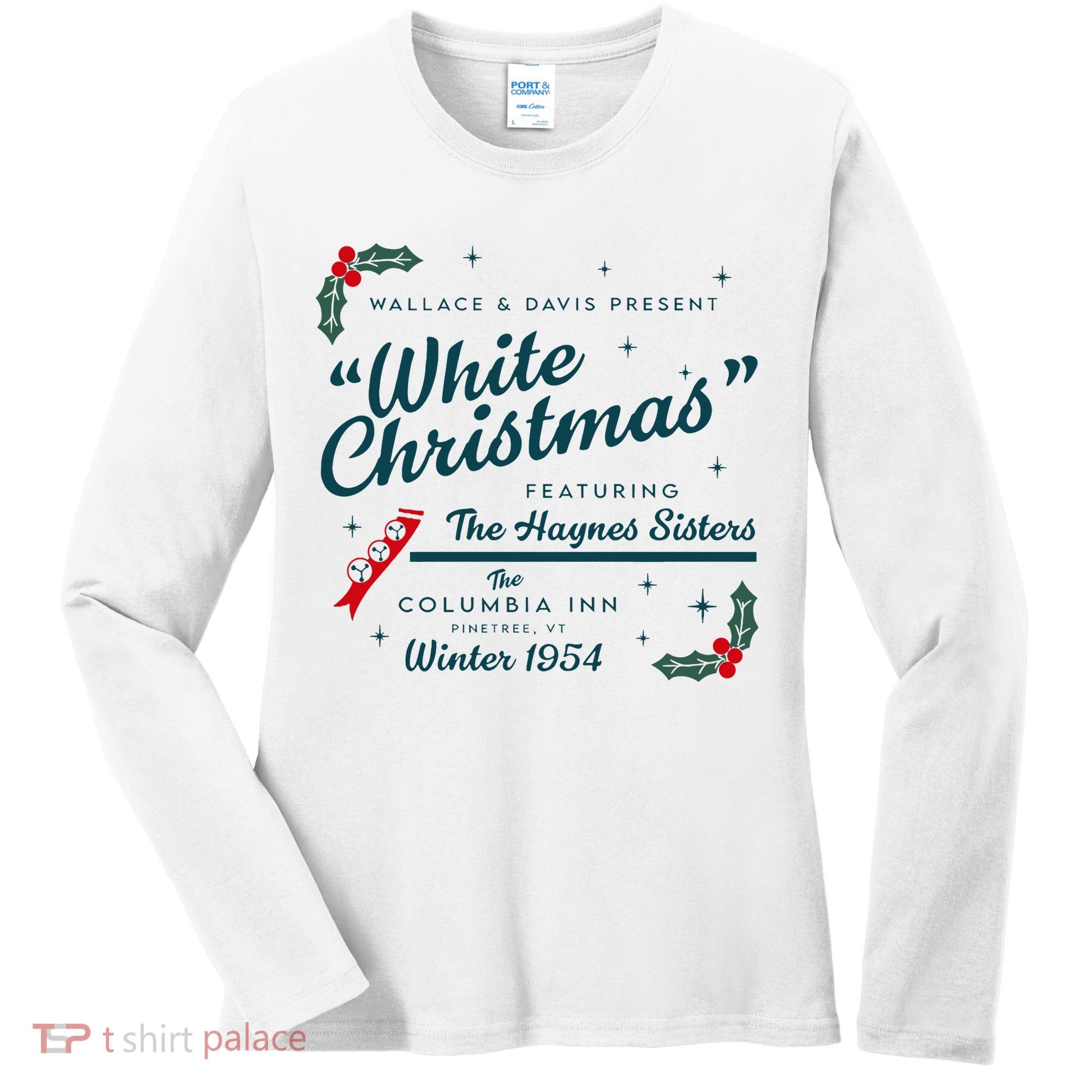 Wallace And Davis Present White Christmas Featuring Christmas Women's Long Sleeve Shirt