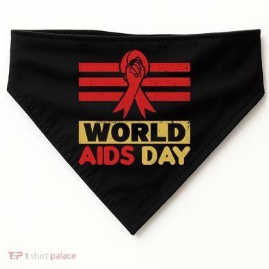 World Aids Day Support Awareness Fight Together Gift USA-Made Doggie Bandana