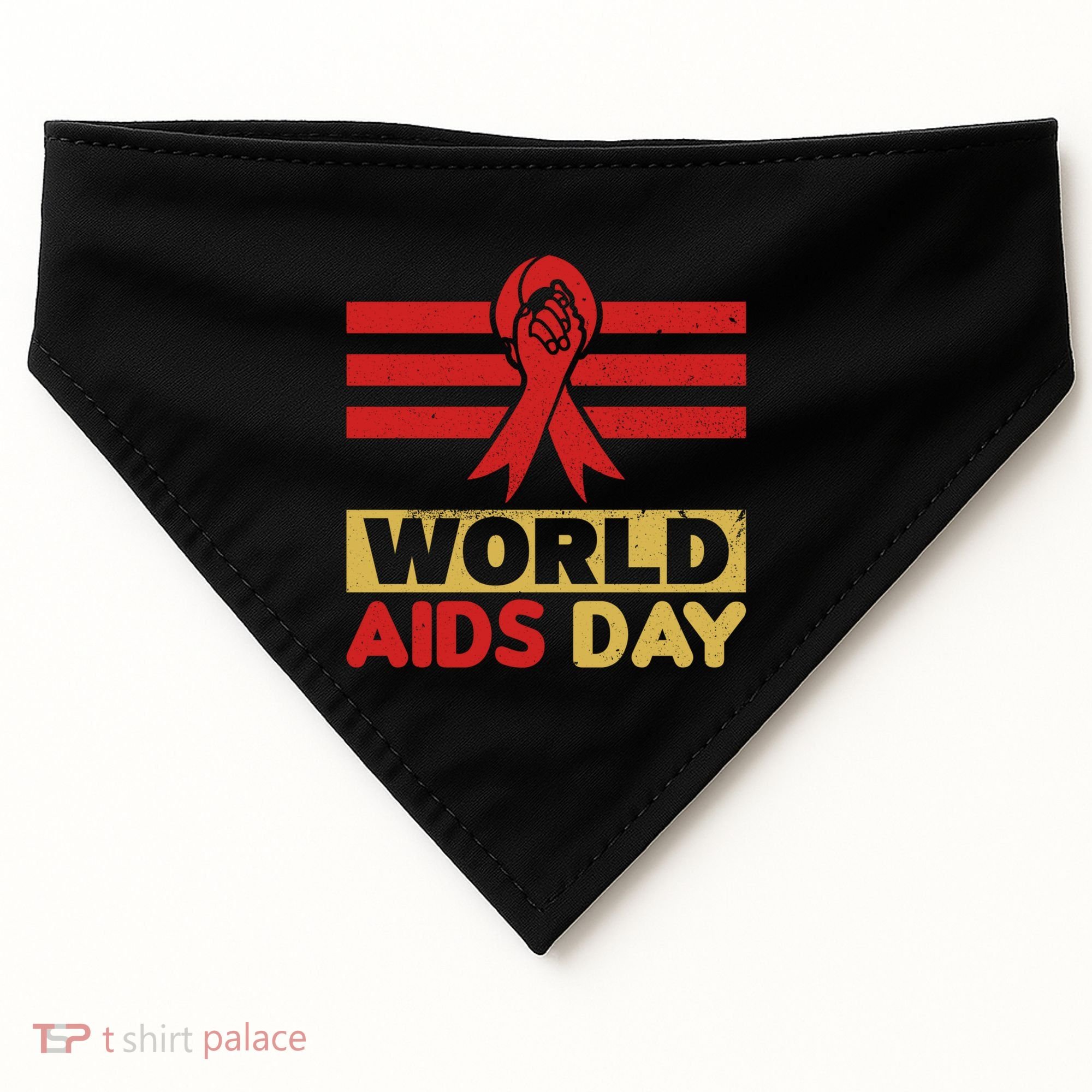 World Aids Day Support Awareness Fight Together Gift USA-Made Doggie Bandana