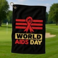 World Aids Day Support Awareness Fight Together Gift Golf Towel thumb 1
