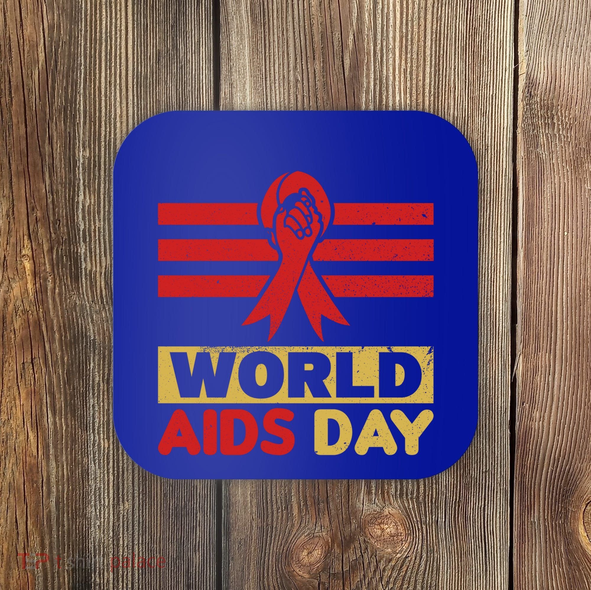 World Aids Day Support Awareness Fight Together Gift Coaster