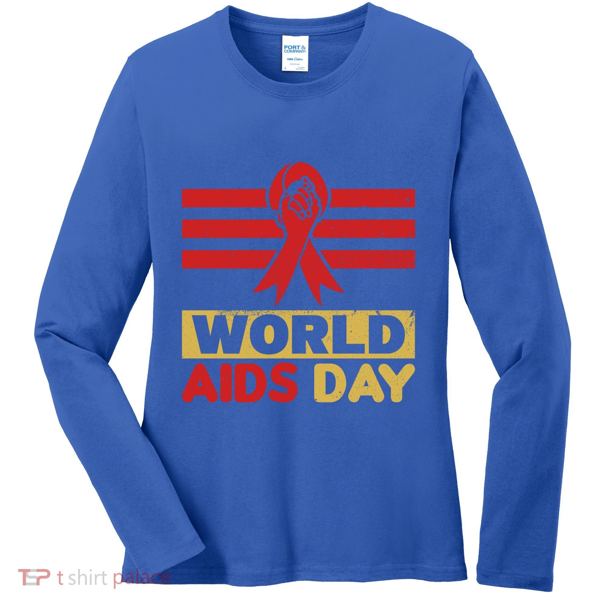 World Aids Day Support Awareness Fight Together Gift Women's Long Sleeve Shirt