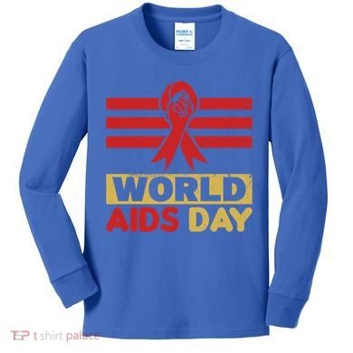 World Aids Day Support Awareness Fight Together Gift Kids Long Sleeve Shirt