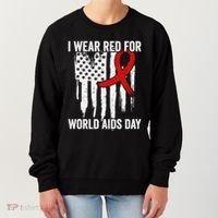 World Aids Day Hope Hiv Red Ribbon Aids Awareness Matching Cool Gift Women's Sweatshirt thumb 0