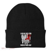 World Aids Day Hope Hiv Red Ribbon Aids Awareness Matching Cool Gift Beanie thumb 0