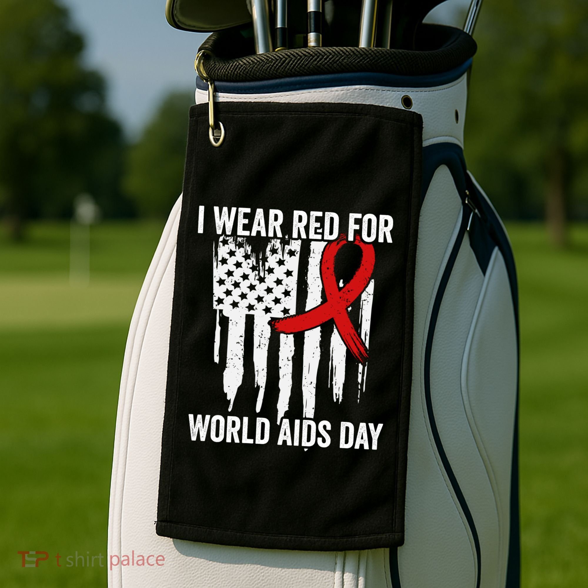 World Aids Day Hope Hiv Red Ribbon Aids Awareness Matching Cool Gift Golf Towel
