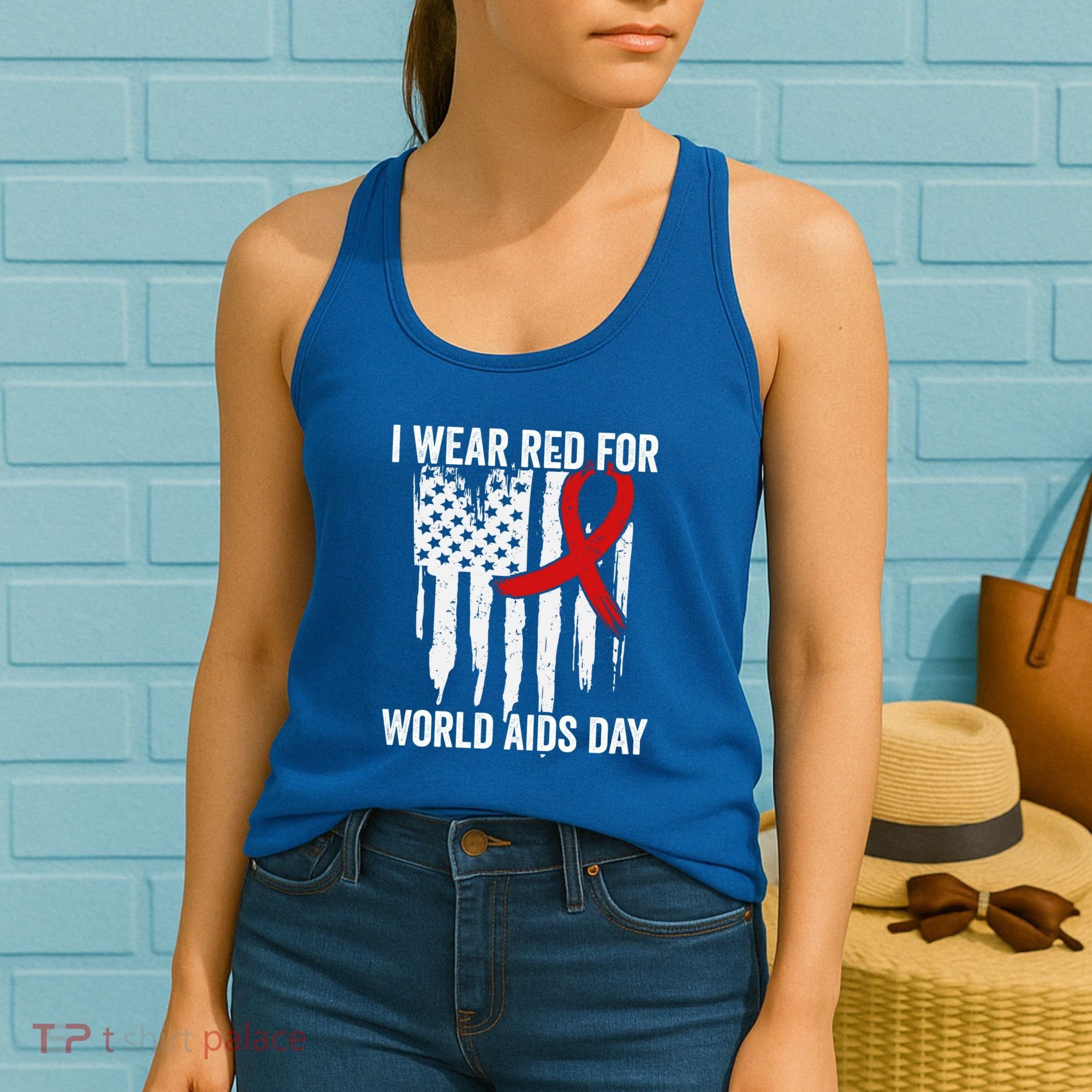 World Aids Day Hope Hiv Red Ribbon Aids Awareness Matching Cool Gift Women's Tank Top