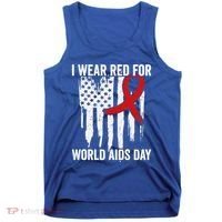 World Aids Day Hope Hiv Red Ribbon Aids Awareness Matching Cool Gift Tank Top thumb 0