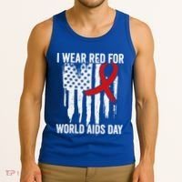 World Aids Day Hope Hiv Red Ribbon Aids Awareness Matching Cool Gift Tank Top thumb 3