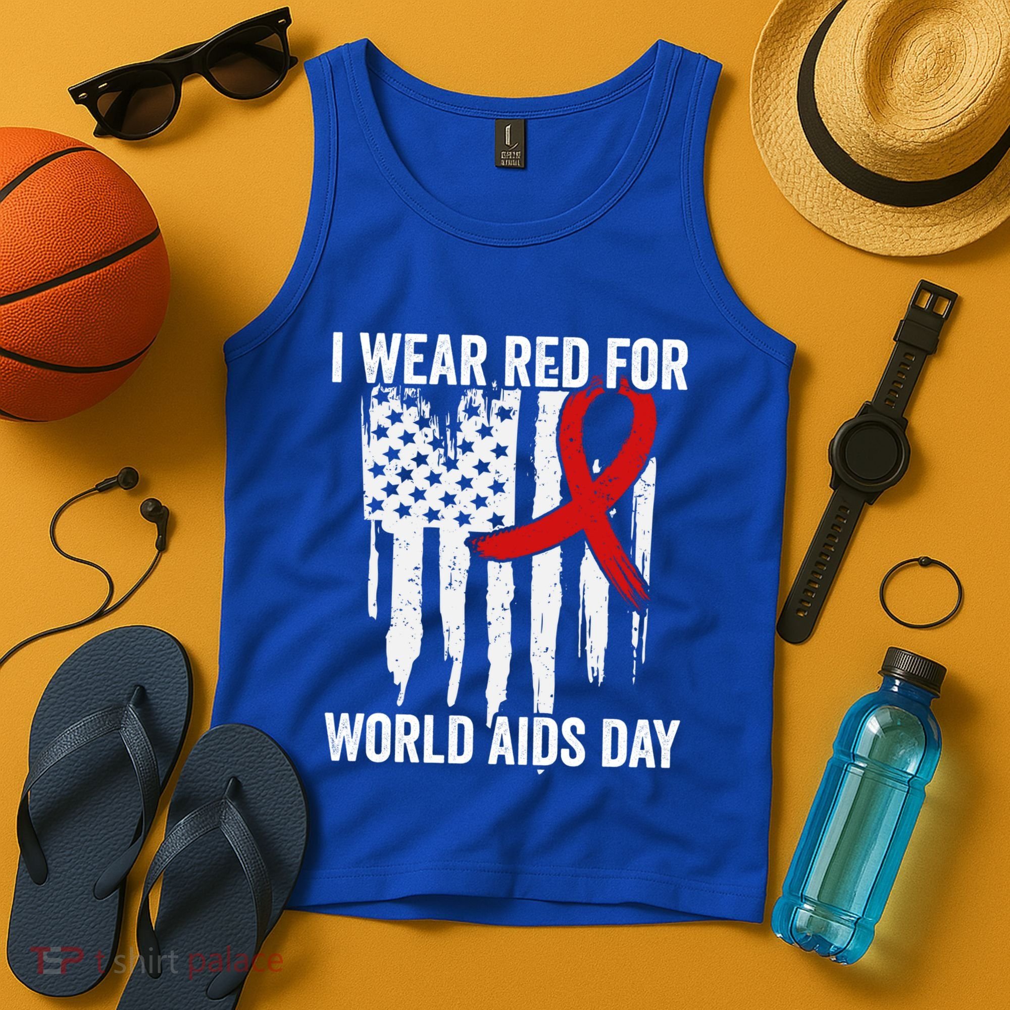 World Aids Day Hope Hiv Red Ribbon Aids Awareness Matching Cool Gift Tank Top