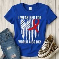 World Aids Day Hope Hiv Red Ribbon Aids Awareness Matching Cool Gift Women's T-Shirt thumb 3