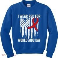 World Aids Day Hope Hiv Red Ribbon Aids Awareness Matching Cool Gift Kids Sweatshirt thumb 0