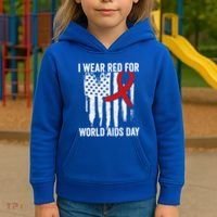 World Aids Day Hope Hiv Red Ribbon Aids Awareness Matching Cool Gift Kids Hoodie thumb 3