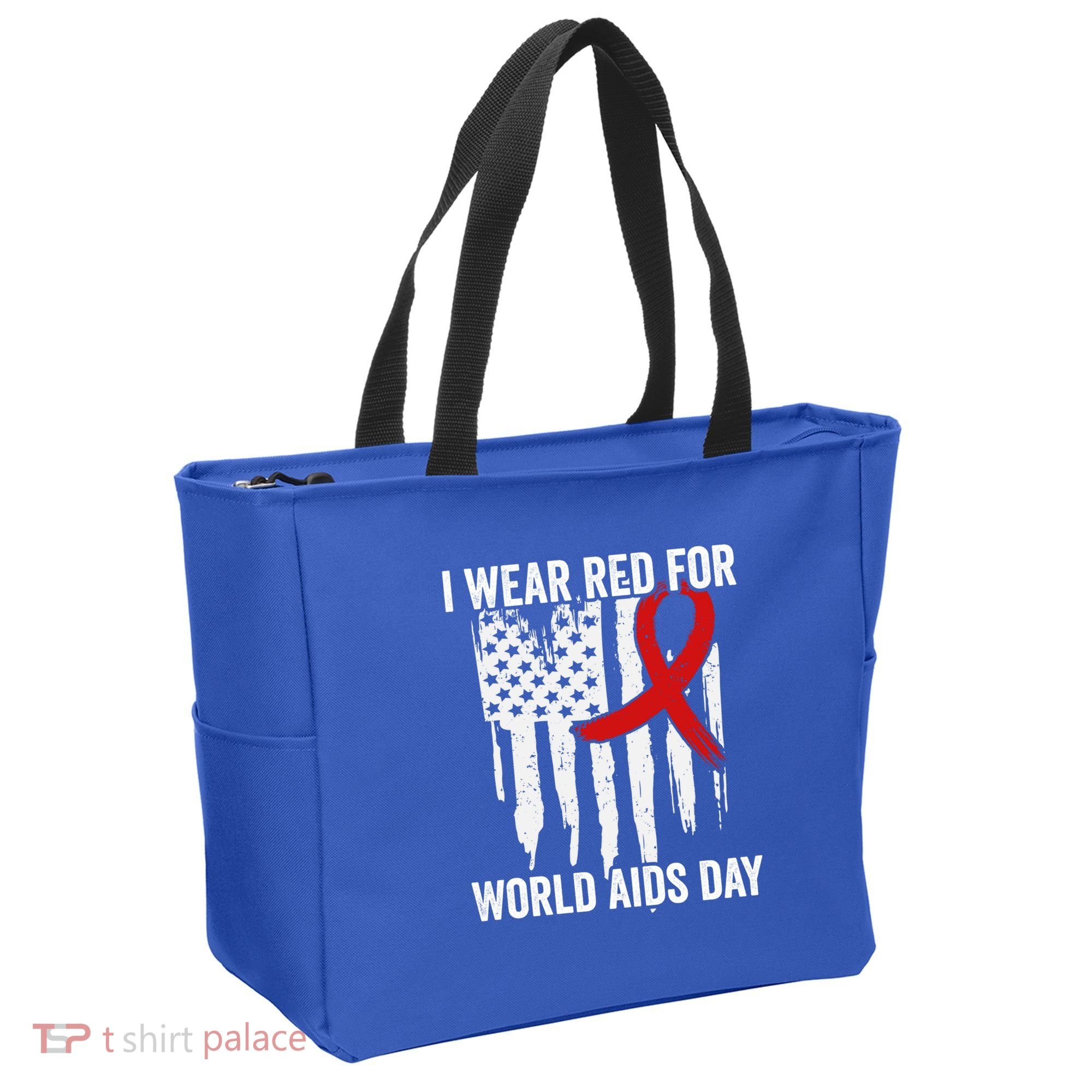 World Aids Day Hope Hiv Red Ribbon Aids Awareness Matching Cool Gift Tote Bag