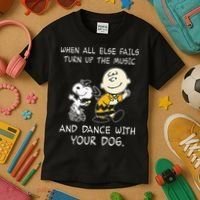 When All Else Fails Turn Up The Music & Dance With Your Dog Kids T-Shirt thumb 3