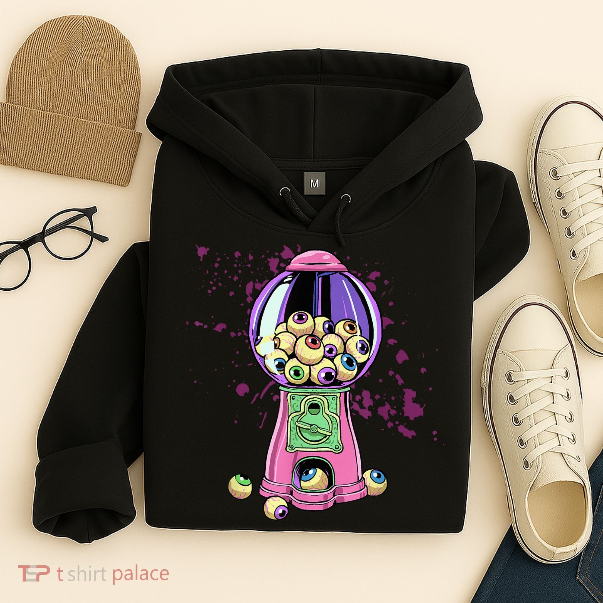 Weirdcore Aesthetic Eyeball Bubble Gumball Machine Halloween Hoodie