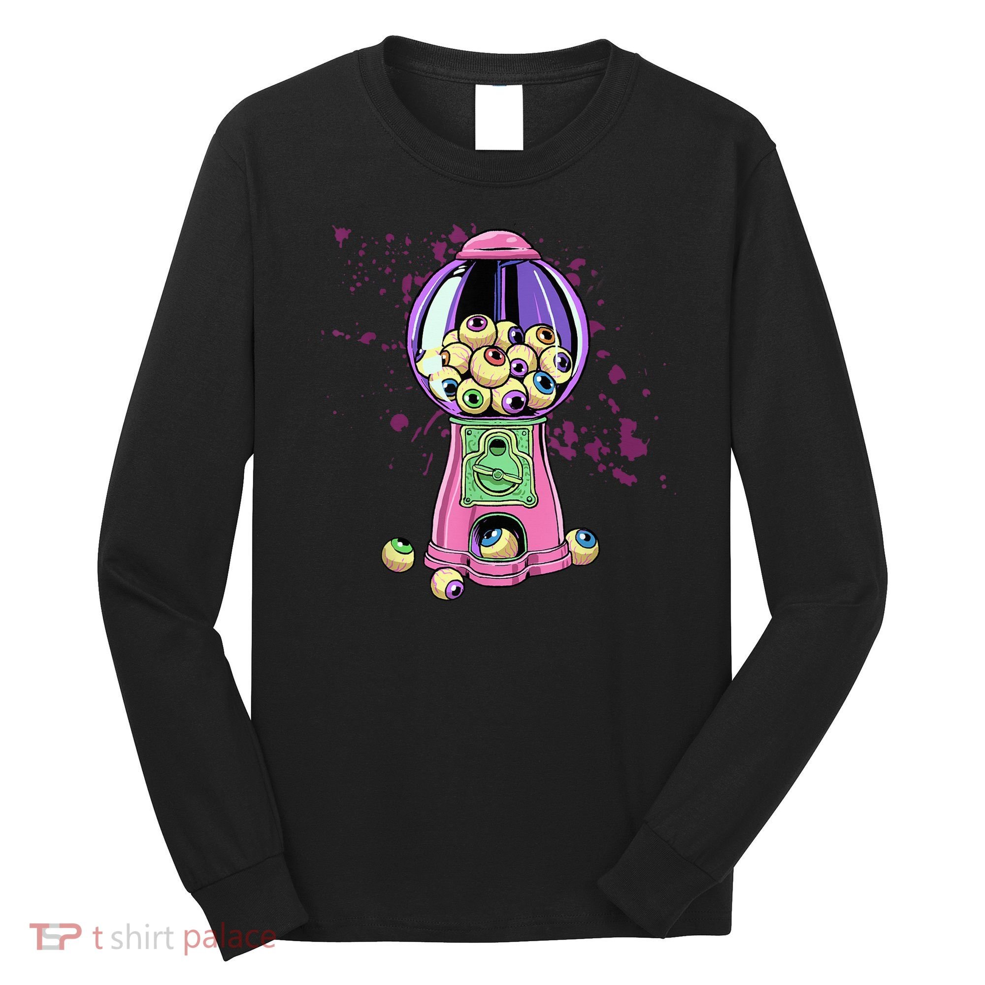 Weirdcore Aesthetic Eyeball Bubble Gumball Machine Halloween Long Sleeve Shirt