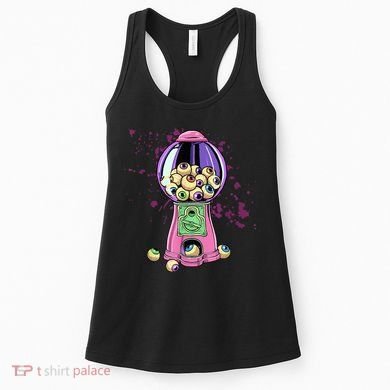 Weirdcore Aesthetic Eyeball Bubble Gumball Machine Halloween Women's Tank Top