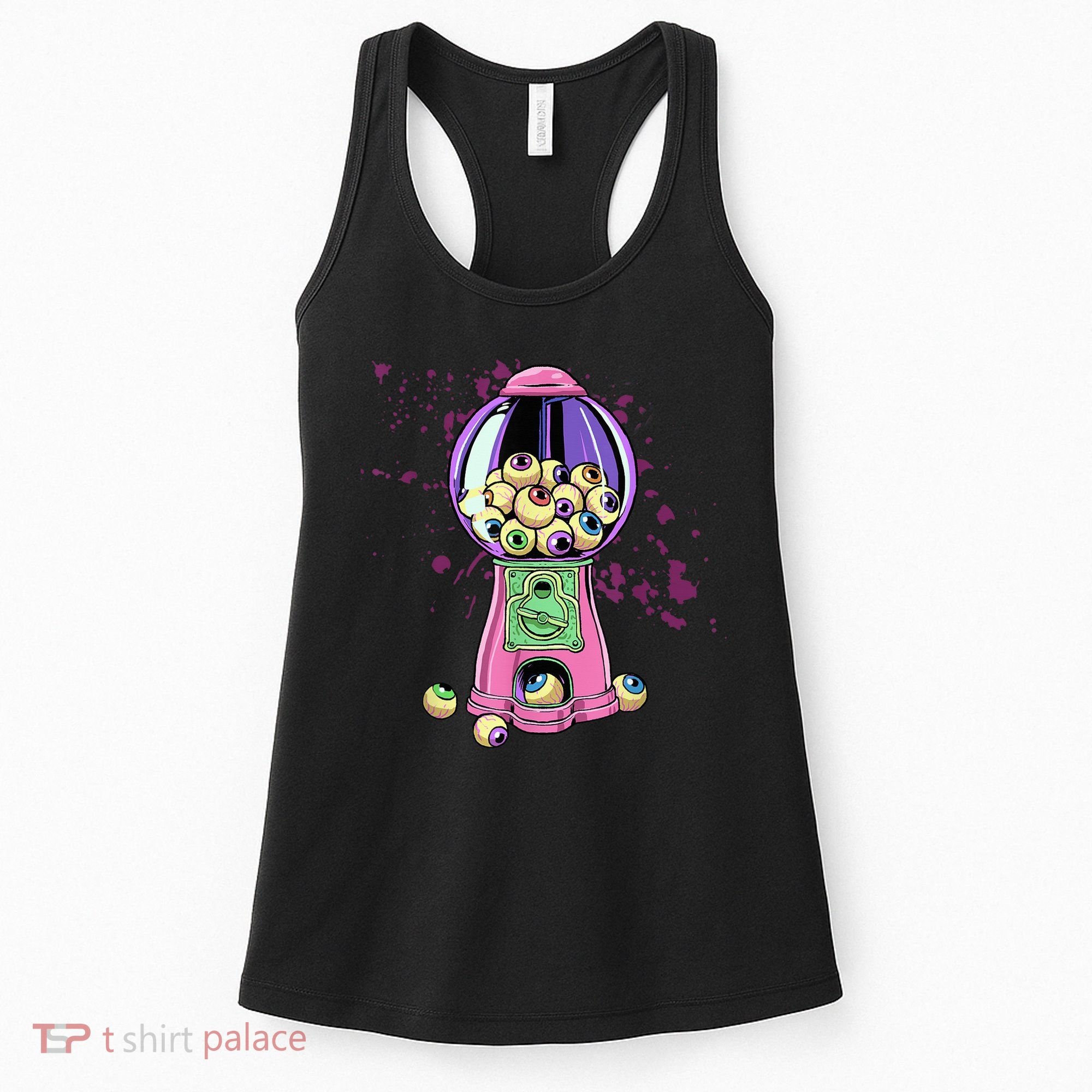 Weirdcore Aesthetic Eyeball Bubble Gumball Machine Halloween Women's Tank Top