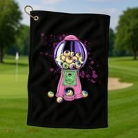Weirdcore Aesthetic Eyeball Bubble Gumball Machine Halloween Golf Towel thumb 1