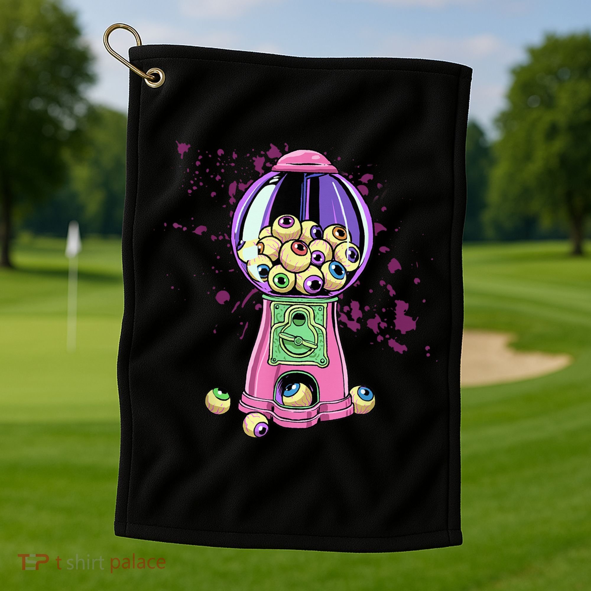 Weirdcore Aesthetic Eyeball Bubble Gumball Machine Halloween Golf Towel
