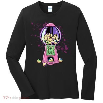 Weirdcore Aesthetic Eyeball Bubble Gumball Machine Halloween Women's Long Sleeve Shirt