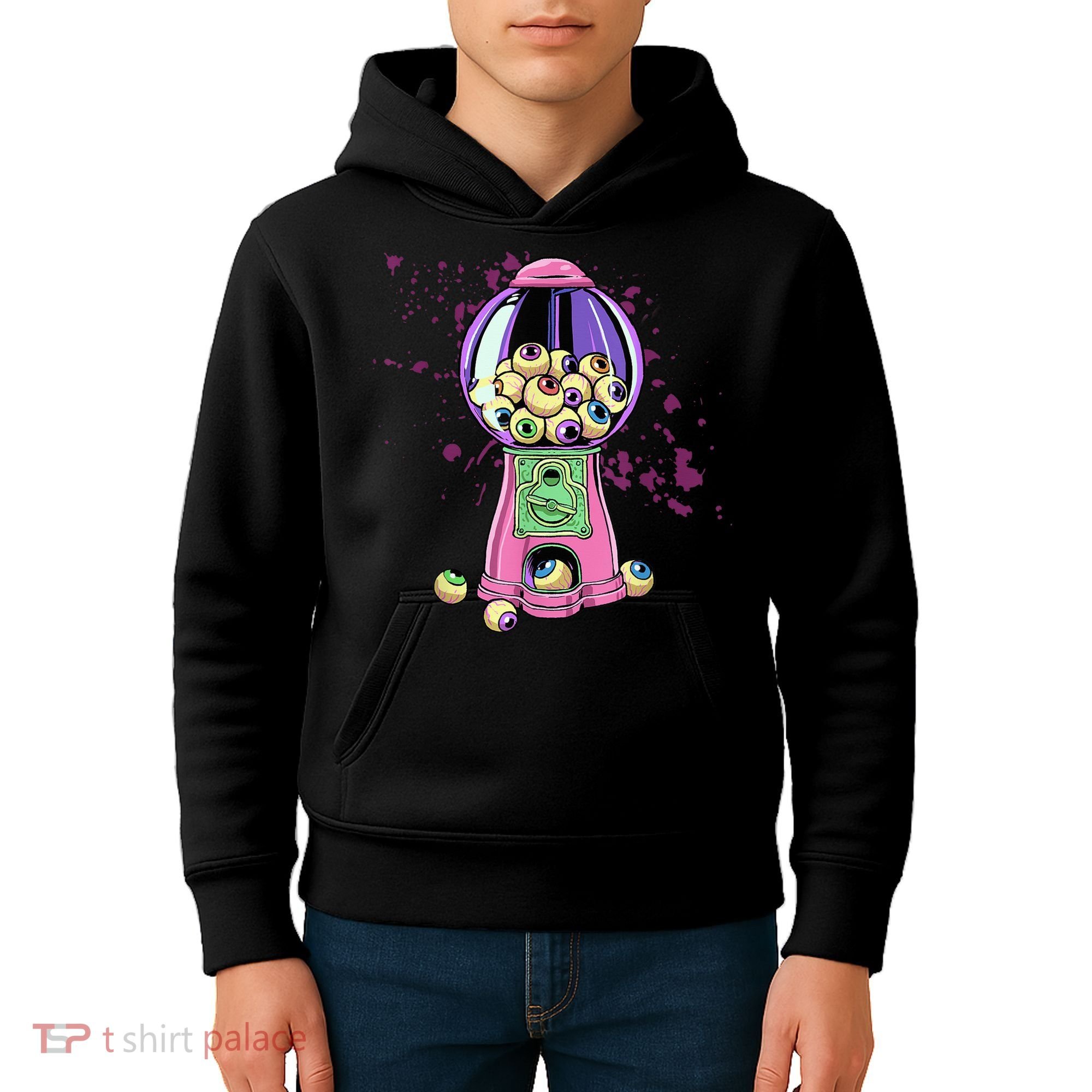 Weirdcore Aesthetic Eyeball Bubble Gumball Machine Halloween Kids Hoodie