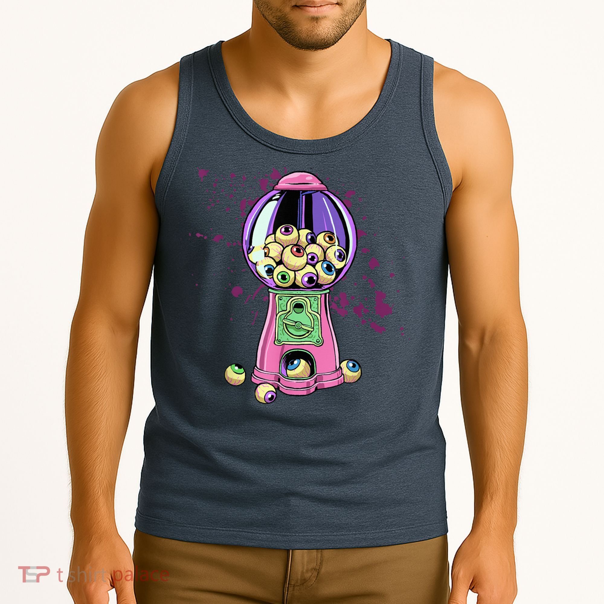 Weirdcore Aesthetic Eyeball Bubble Gumball Machine Halloween Tank Top
